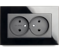 2-местная розетка STEKKER с защитной шторкой без заземления, 250В, 10А, Катрин, GLS10-7013-05, черный 39515