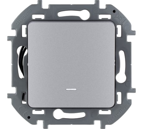 Выключатель Legrand одноклавишный с подсветкой/индикацией Legrand Inspiria 10А 250В безвинтовые зажимы алюминий 673612