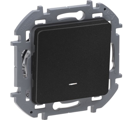 Выключатель Legrand одноклавишный с подсветкой/индикацией Legrand Inspiria 10А 250В безвинтовые зажимы антрацит 673613