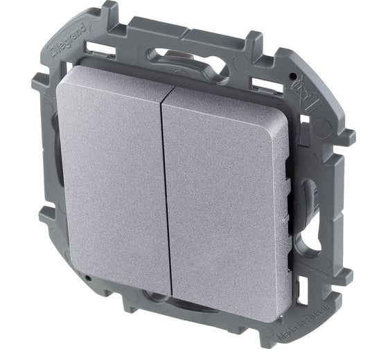 Двухклавишный выключатель Legrand - INSPIRIA - 10 AX - 250 В - алюминий 673622