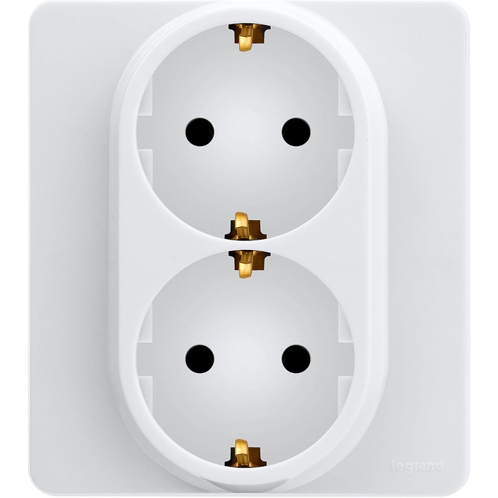 Розетка Legrand двойная с заземлением Legrand Inspiria без шторок в ...