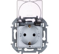Розетка Legrand с заземлением IP44 Inspiria со шторками с защитной крышкой 16А 250В винтовые зажимы алюминий 673742