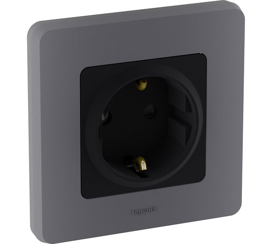 Розетка Legrand с заземлением Legrand Inspiria со шторками 16А 250В винтовые зажимы антрацит 673733