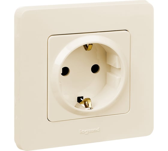 Розетка Legrand с заземлением Legrand Inspiria без шторок 16А 250В винтовые зажимы слоновая кость 673721