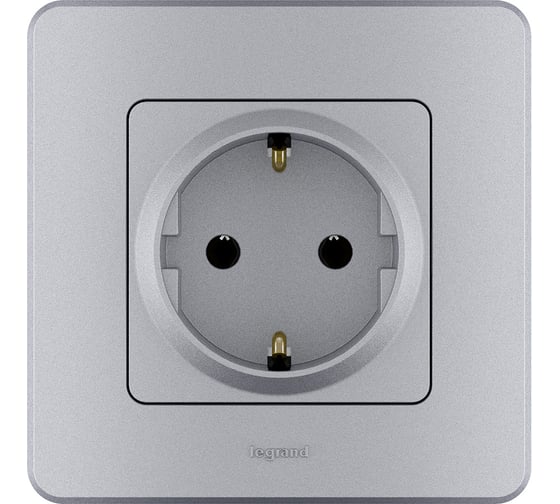 Розетка Legrand с заземлением Legrand Inspiria без шторок 16А 250В винтовые зажимы алюминий 673722