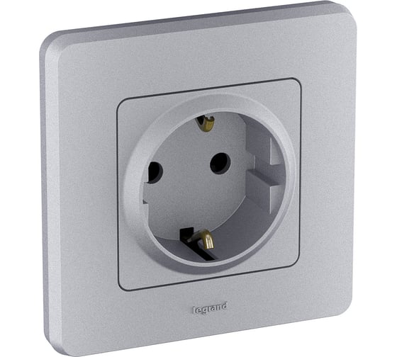 Розетка Legrand с заземлением Legrand Inspiria без шторок 16А 250В винтовые зажимы алюминий 673722