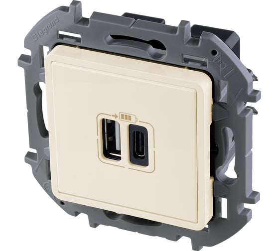 Зарядное устройство с двумя USB-разьемами Legrand A-C 240В/5В 3000мА INSPIRIA слоновая кость 673761