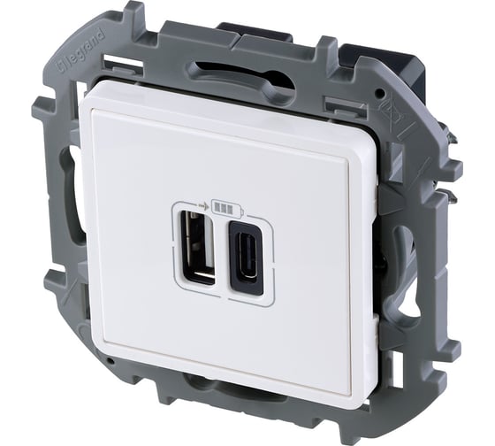 Зарядное устройство с двумя USB-разьемами Legrand A-C 240В/5В 3000мА - INSPIRIA - белый 673760