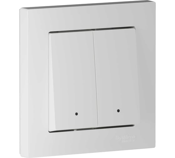 Выключатель Systeme Electric ATLASDESIGN SMART 2-клавишный с подсветкой с опц.нейтралью, Zigbee, сх.1, L(N), 10А, мех., БЕЛЫЙ ATN000117Z