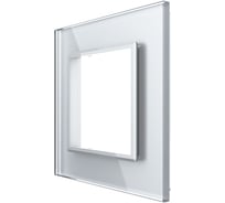 Рамка для розетки LIVOLO 1 пост, цвет серебристый/алюминий, стекло BB-C7-SR-20