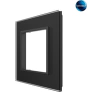 Рамка для розетки LIVOLO 1 пост, цвет черный матовый, стекло BB-C7-SR-12 MT