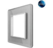 Рамка для розетки LIVOLO 1 пост, цвет серый, 2.5D стекло BB-C7-SR-15 2.5D