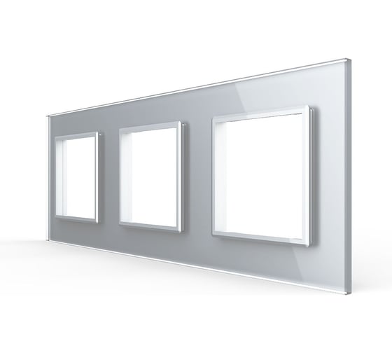 Рамка для розетки LIVOLO 3 поста, цвет серебристый/алюминий, стекло BB-C7-SR/SR/SR-20