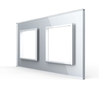 Рамка для розетки LIVOLO 2 поста, цвет серебристый/алюминий, стекло BB-C7-SR/SR-20