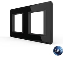 Рамка для розетки LIVOLO 2 поста, цвет черный, 2.5D стекло BB-C7-SR/SR-12 2.5D