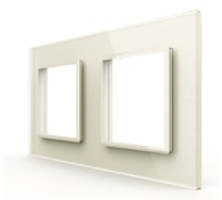 Рамка для розетки LIVOLO 2 поста, цвет жемчужный, стекло BB-C7-SR/SR-14
