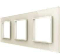 Рамка для розетки LIVOLO 3 поста, цвет жемчужный, стекло BB-C7-SR/SR/SR-14