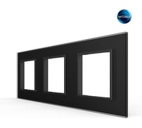 Рамка для розетки LIVOLO 3 поста, цвет черный матовый, стекло BB-C7-SR/SR/SR-12 MT