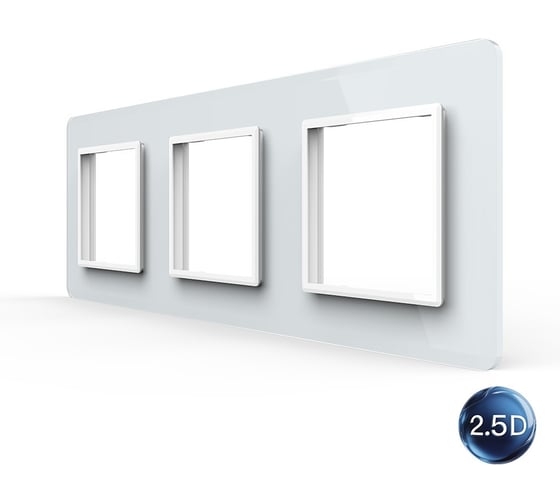 Рамка для розетки LIVOLO 3 поста, цвет белый, 2.5D стекло BB-C7-SR/SR/SR-11 2.5D