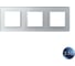 Рамка для розетки LIVOLO 3 поста, цвет серебристый/алюминий, 2.5D стекло BB-C7-SR/SR/SR-20 2.5D 2