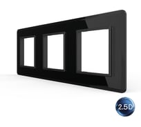 Рамка для розетки LIVOLO 3 поста, цвет черный, 2.5D стекло BB-C7-SR/SR/SR-12 2.5D