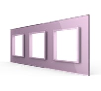 Рамка для розетки LIVOLO 3 поста, цвет розовый, стекло BB-C7-SR/SR/SR-17