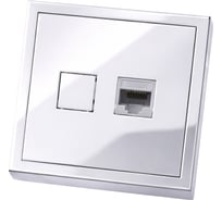 Розетка Metronex для сетевого кабеля LAN с рамкой белый матовый софт тач Квадро FRZ380117WST