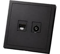 Розетка Metronex для сетевого кабеля LAN + TV с рамкой графит Квадро FRZ360221GRA