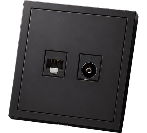 Розетка Metronex для сетевого кабеля LAN + TV с рамкой графит Квадро FRZ360221GRA