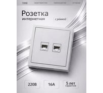 Розетка Metronex для сетевого кабеля LAN с рамкой двойная серый матовый Квадро FRZ350218SMT