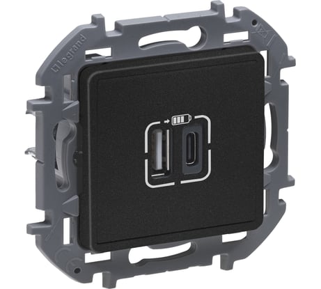 Зарядное устройство с двумя USB-разьемами A-C Legrand 240В/5В 3000мА - INSPIRIA - антрацит 673763
