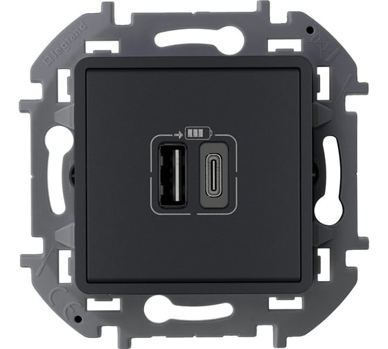 Зарядное устройство с двумя USB-разьемами A-C Legrand 240В/5В 3000мА - INSPIRIA - антрацит 673763