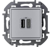 Зарядное устройство с двумя USB-разьемами A-C Legrand 240В/5В 3000мА - INSPIRIA - алюминий 673762