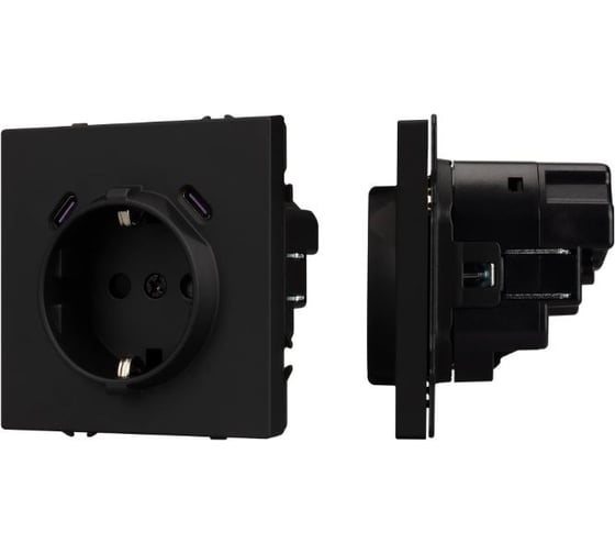 Розетка зк со шторками с USB Arlight ARL NOBE тип C+С софт-тач черный оникс SCT-MUCC-SFPL- 1шт 061813(1)