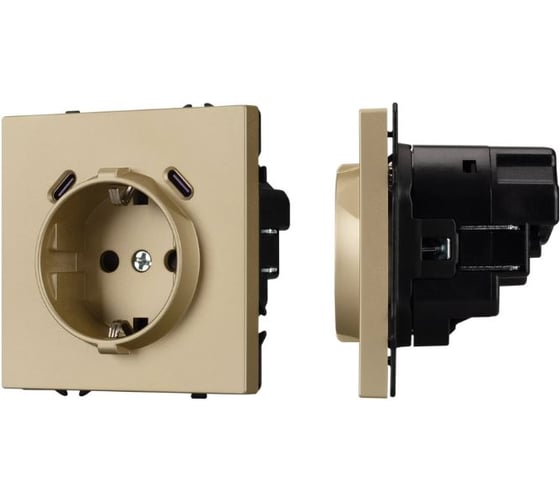 Розетка зк со шторками с USB Arlight ARL NOBE тип C+С софт-тач золотой песок SCT-MUCC-SFPL 1шт 061815(1)