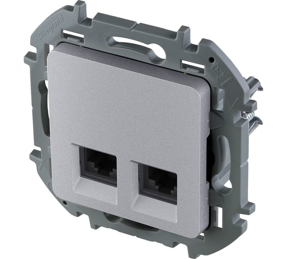 Розетка Legrand компьютерная двойная RJ45 категория 6 UTP Legrand Inspiria алюминий 673842