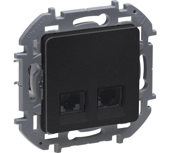 Розетка Legrand компьютерная двойная RJ45 категория 6 UTP Legrand Inspiria антрацит 673843