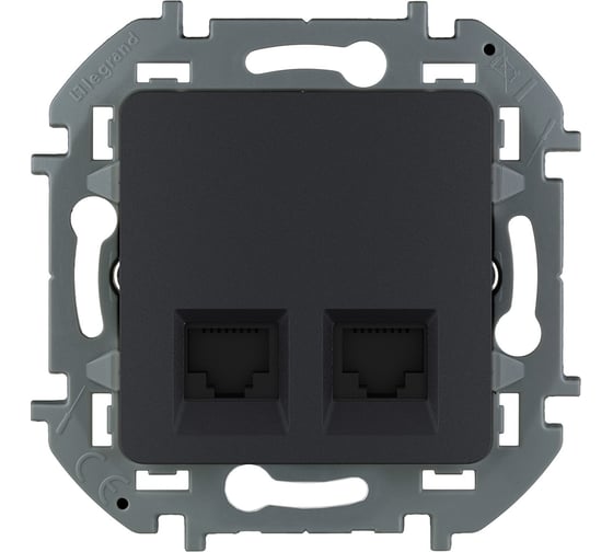 Розетка Legrand компьютерная двойная RJ45 категория 6 UTP Legrand Inspiria антрацит 673843