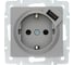 Розетка Lezard VESNA с/з + USB разъём платина 742-3588-181 1