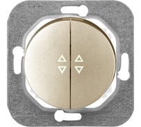 Механизм выключателя BYLECTRICA 2-клавишный, проходной, скрытая установка, ПРОВАНС, С(6+6) 10-3363 шампань