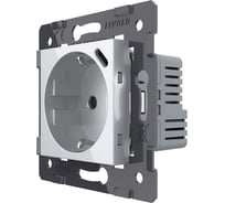 Розетка USB LIVOLO type C+A с блоком питания 36W, цвет серебристый / алюминий (механизм) VL-FCUA18W.UC18W-2MP