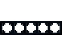 Горизонтальная 5-местная рамка STEKKER серия Катрин, стеклянная, GFR00-7005-05, черный 39641