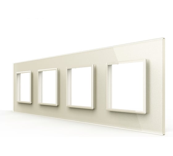 Рамка для розетки LIVOLO 4 поста, цвет жемчужный, стекло BB-C7-SR/SR/SR/SR-14