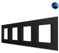 Рамка для розетки LIVOLO 4 поста, цвет черный матовый, стекло BB-C7-SR/SR/SR/SR-12 MT