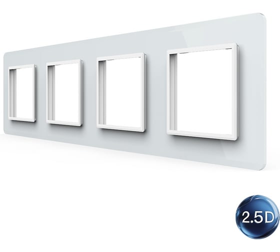 Рамка для розетки LIVOLO 4 поста, цвет белый, 2.5D стекло BB-C7-SR/SR/SR/SR-11 2.5D