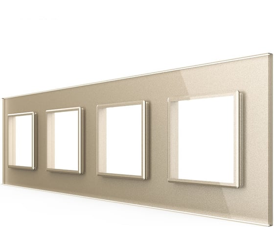 Рамка для розетки LIVOLO 4 поста, цвет шампань, стекло BB-C7-SR/SR/SR/SR-16