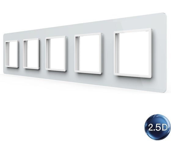 Рамка для розетки LIVOLO 5 постов, цвет белый, 2.5D стекло BB-C7-SR/SR/SR/SR/SR-11 2.5D