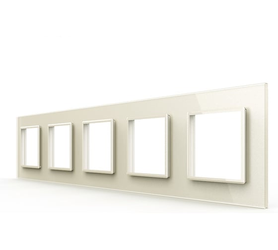Рамка для розетки LIVOLO 5 постов, цвет жемчужный, стекло BB-C7-SR/SR/SR/SR/SR-14