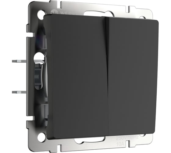 Выключатель WERKEL двухклавишный проходной W1122008 черный матовый a051621 a051250