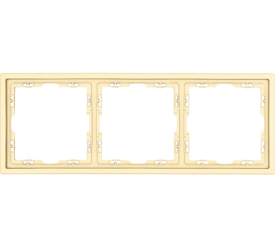 Рамка Vell тонкая золотая, пластик, 3 поста, 80х80 мм, модуль, Grand {V702164} 1398336